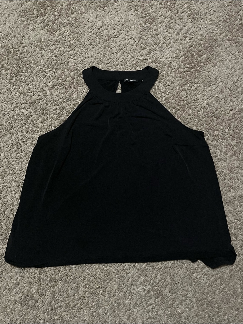 Lane Bryant Black Halter Neck Top Pleated Sleeveless Keyhole Blouse Womens 18/20